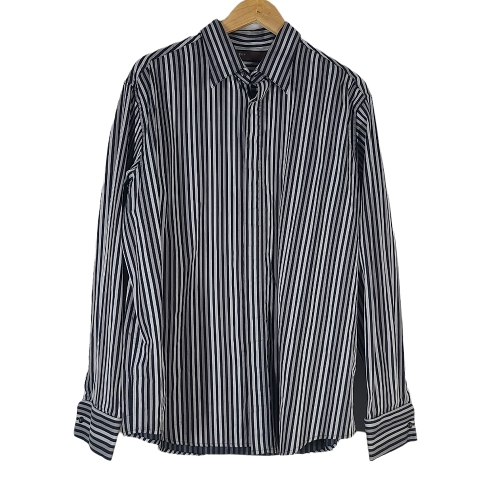 Perry Ellis Men's Long Sleeve Button Front Shirt Striped Size XL